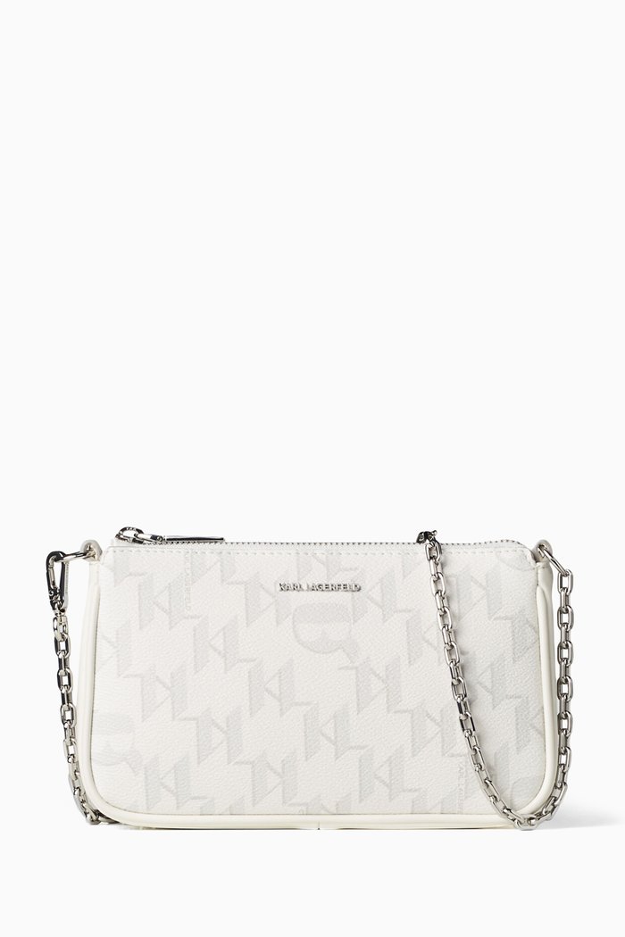 

K/Ikonik 20 Monogram Crossbody Bag in PU, White