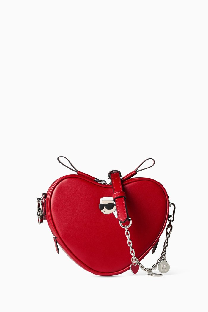

K/Ikonik 2.0 Heart-shaped Crossbody Bag in Leather, Red