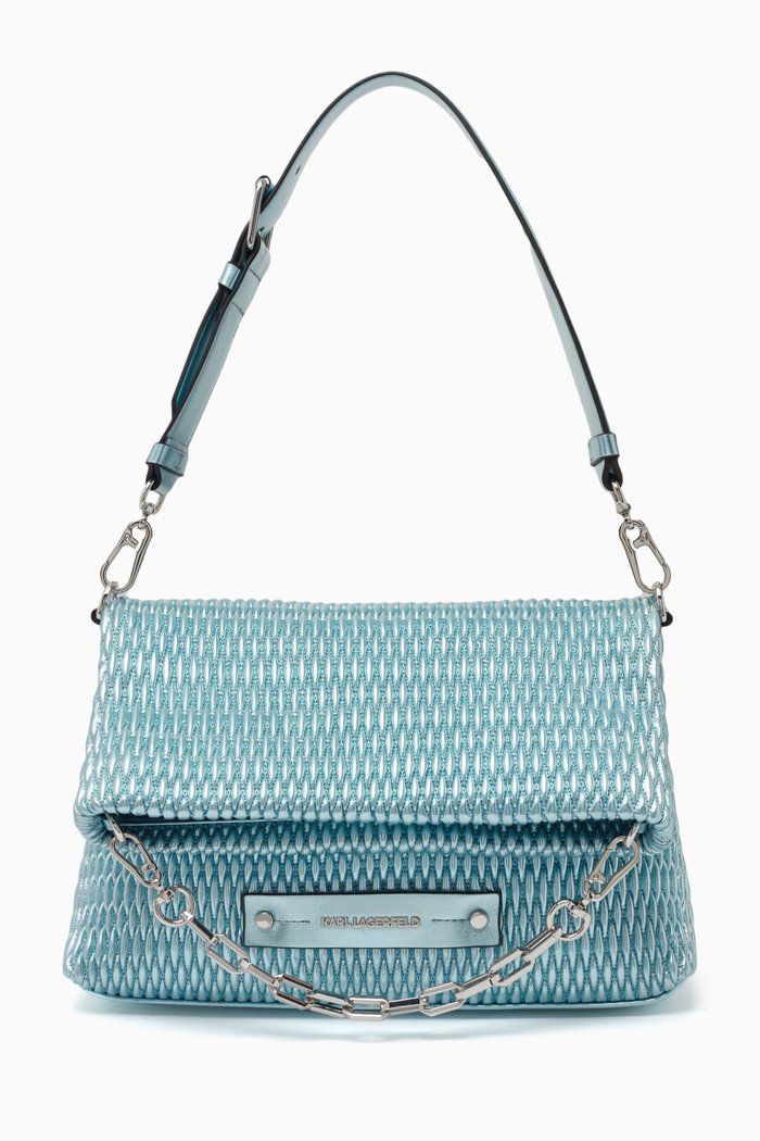 

Medium K/Kushion Quilt Folded Shoulder Bag in Faux Leather, Blue