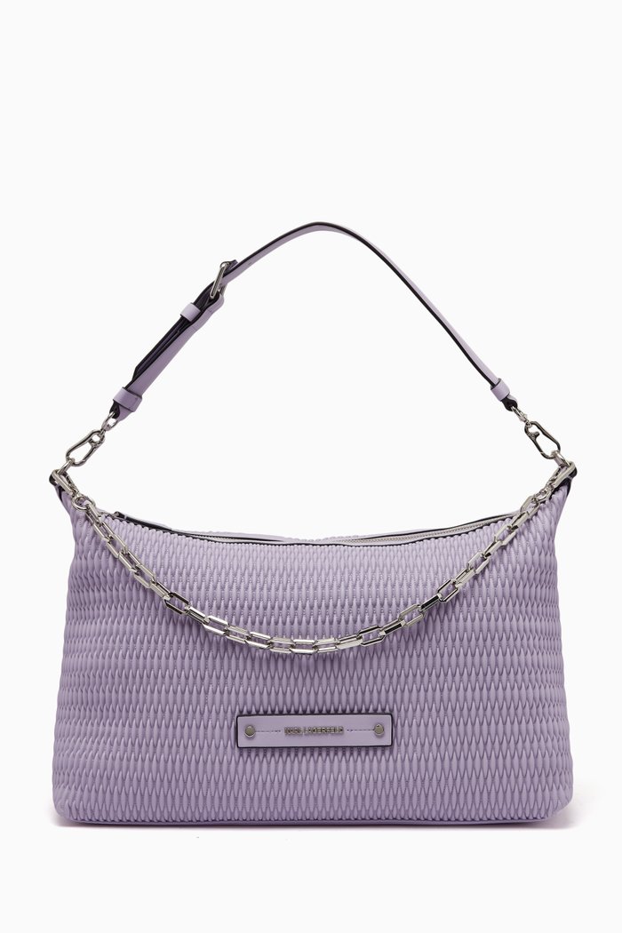 

XL K/Kushion Quilted Shoulder Bag in Faux Leather, Purple