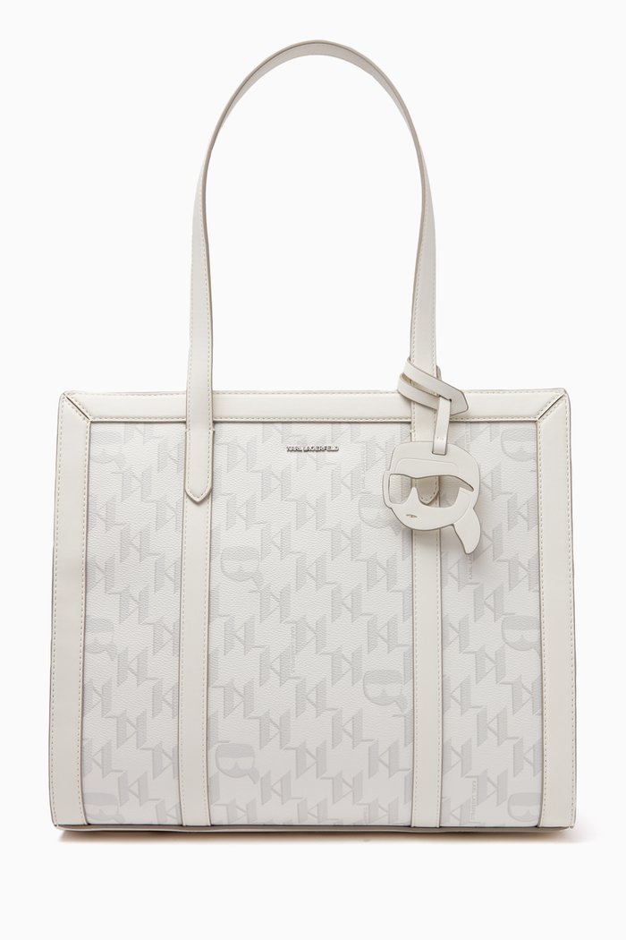 

Large K/Ikonik 2.0 Monogram Tote Bag in Coated Canvas, White