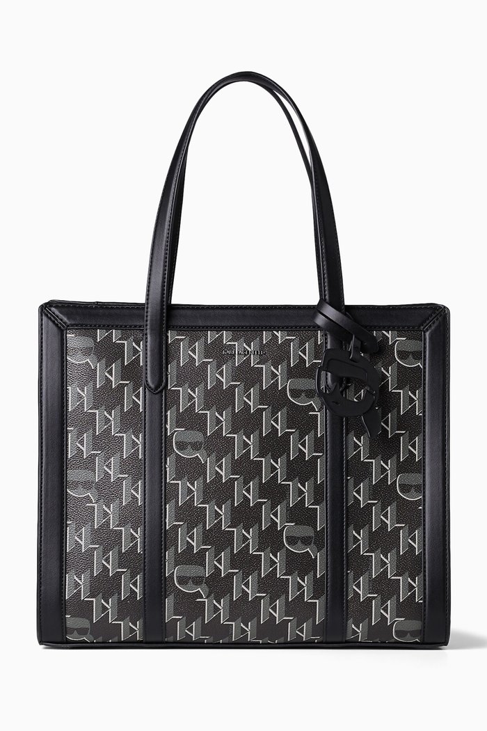 

Large K/Ikonik 2.0 Monogram Tote Bag in Coated Canvas, Black