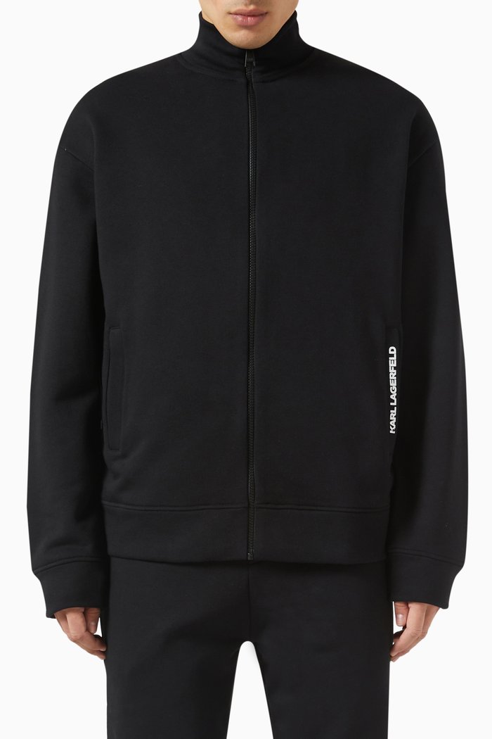 

Graphic Logo Print Sweatshirt in Organic Cotton Blend, Black