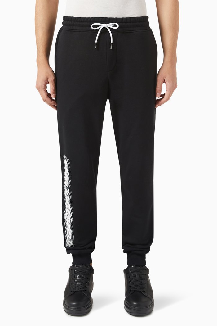 

Graphic Logo Print Sweatpants in Organic Cotton Blend, Black