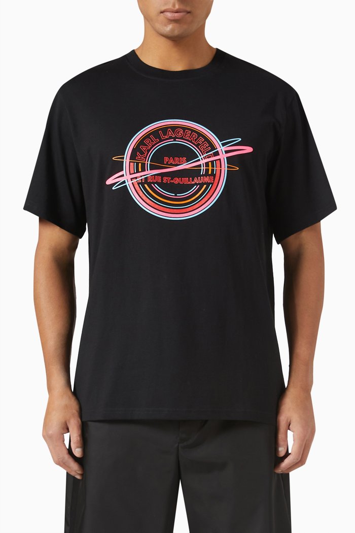 

Graphic Logo Print T-Shirt in Cotton, Black