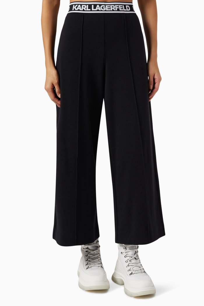 

Logo Tape Culottes in Bonded Jersey, Black