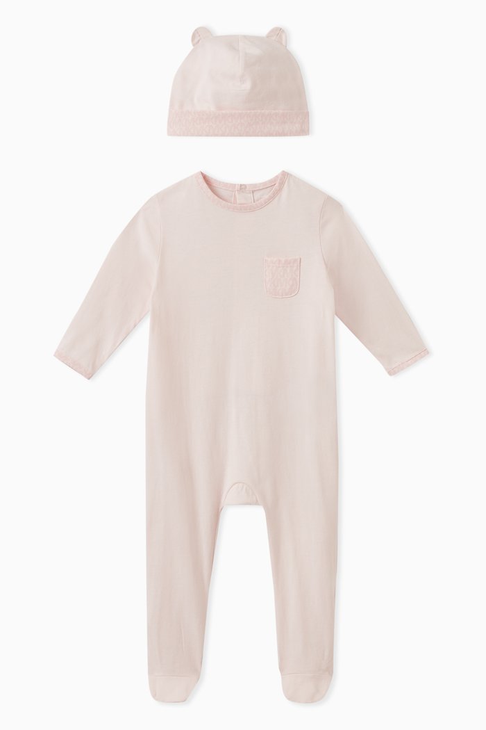 

Monogram Sleepsuit Set in Cotton, Pink