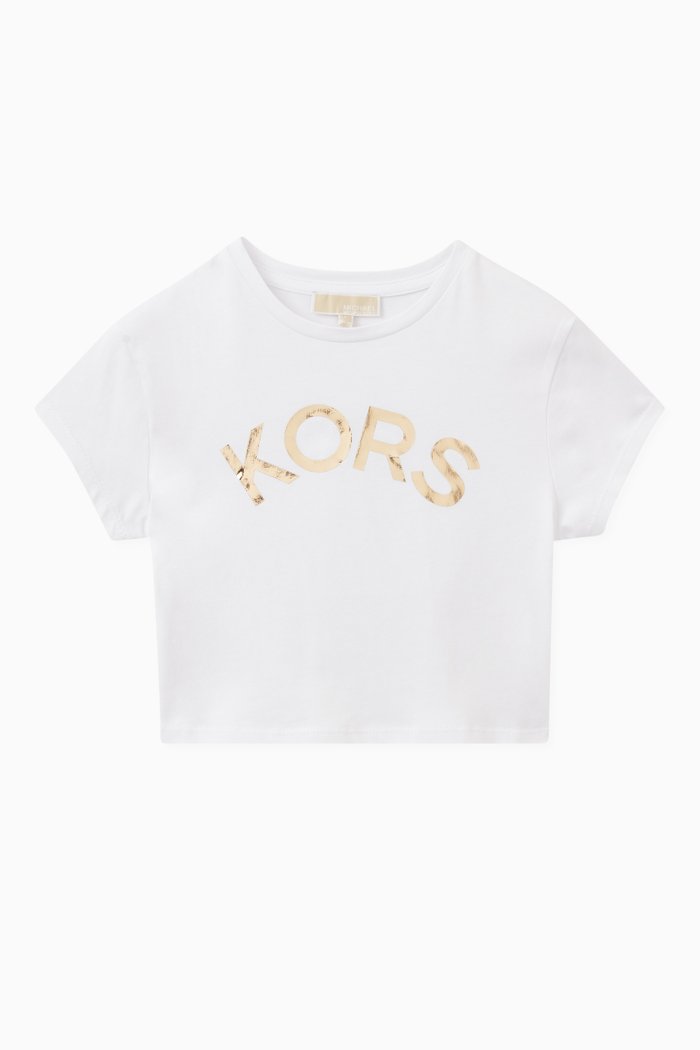 

Metallic Logo Print T-shirt in Cotton, White