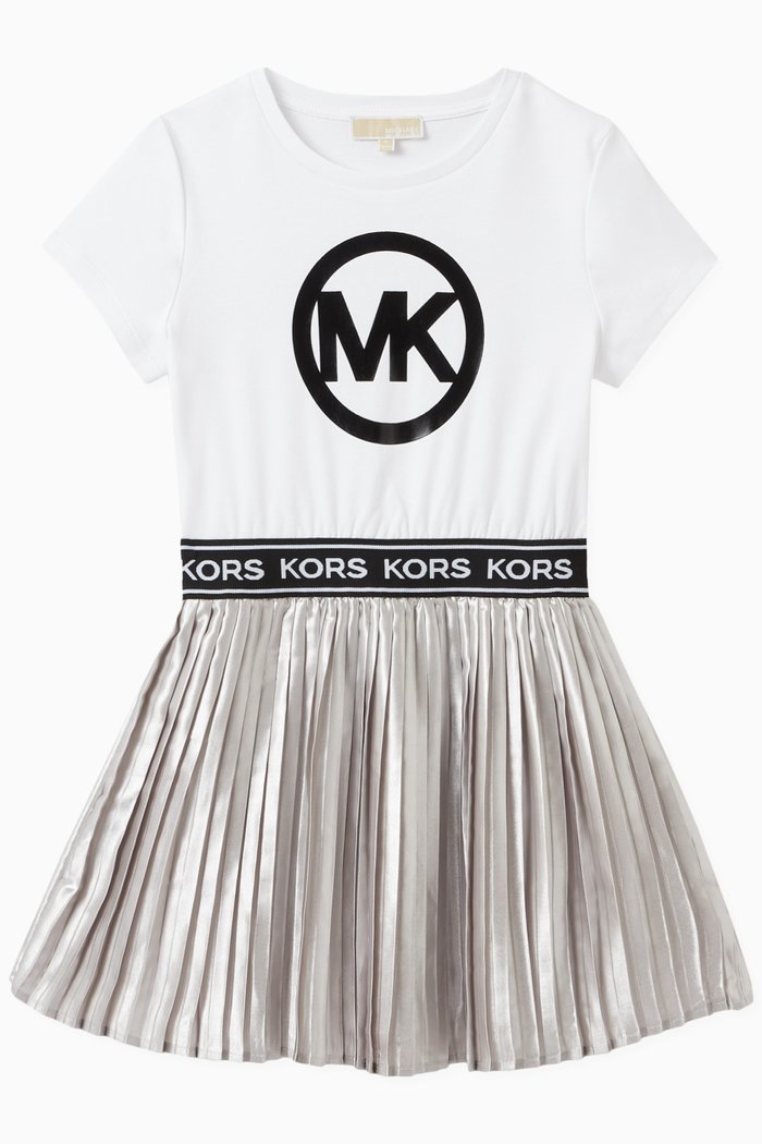 

Metallic Logo Dress in Cotton & Polyester, Grey