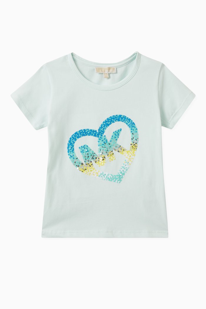 

Sequined Logo T-shirt in Cotton, Blue
