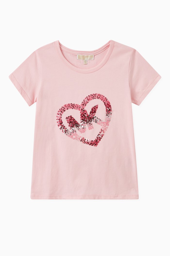 

Sequined Logo T-shirt in Cotton, Pink