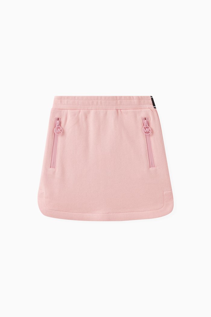 

Contrast-zip Logo Skirt in Cotton, Pink