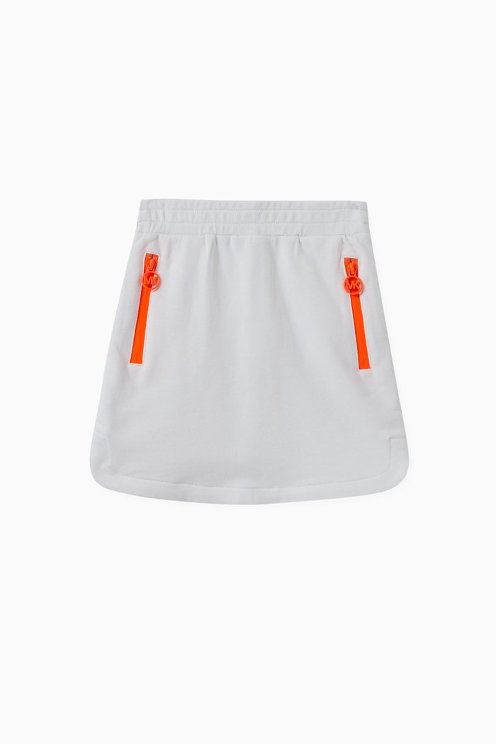 

Contrast-zip Logo Skirt in Cotton, White