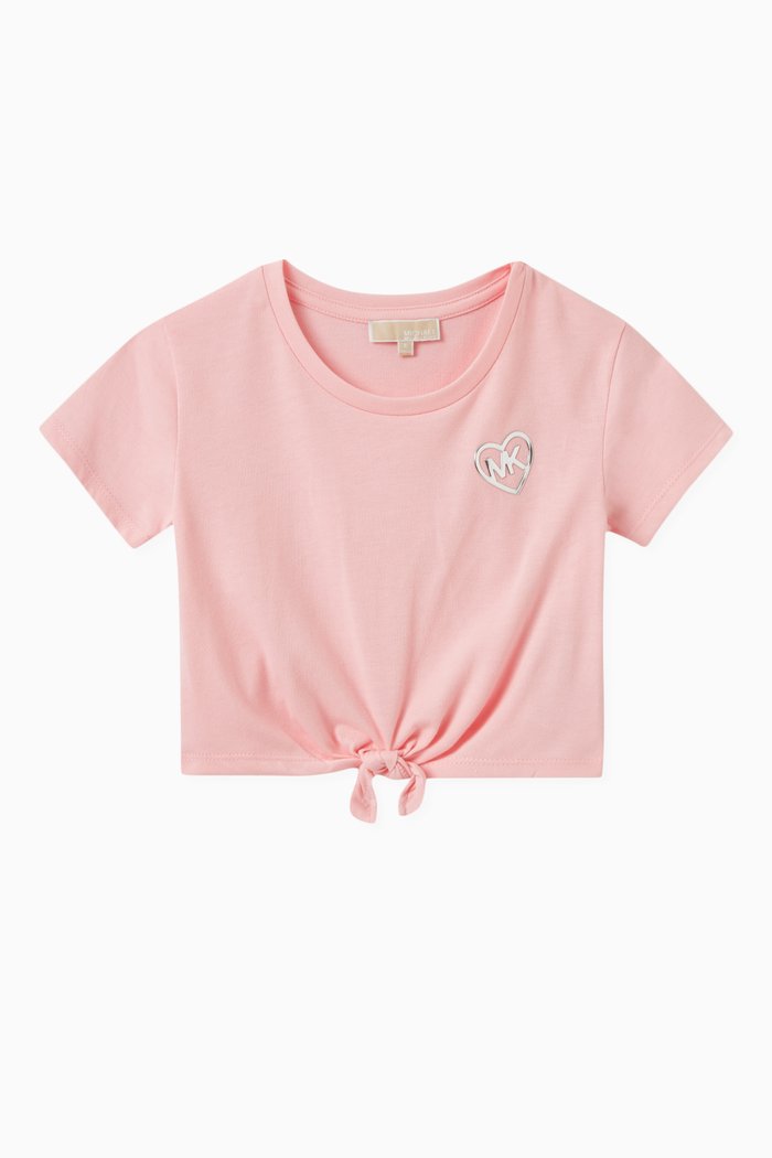 

Logo-applique Cropped T-shirt in Cotton, Pink