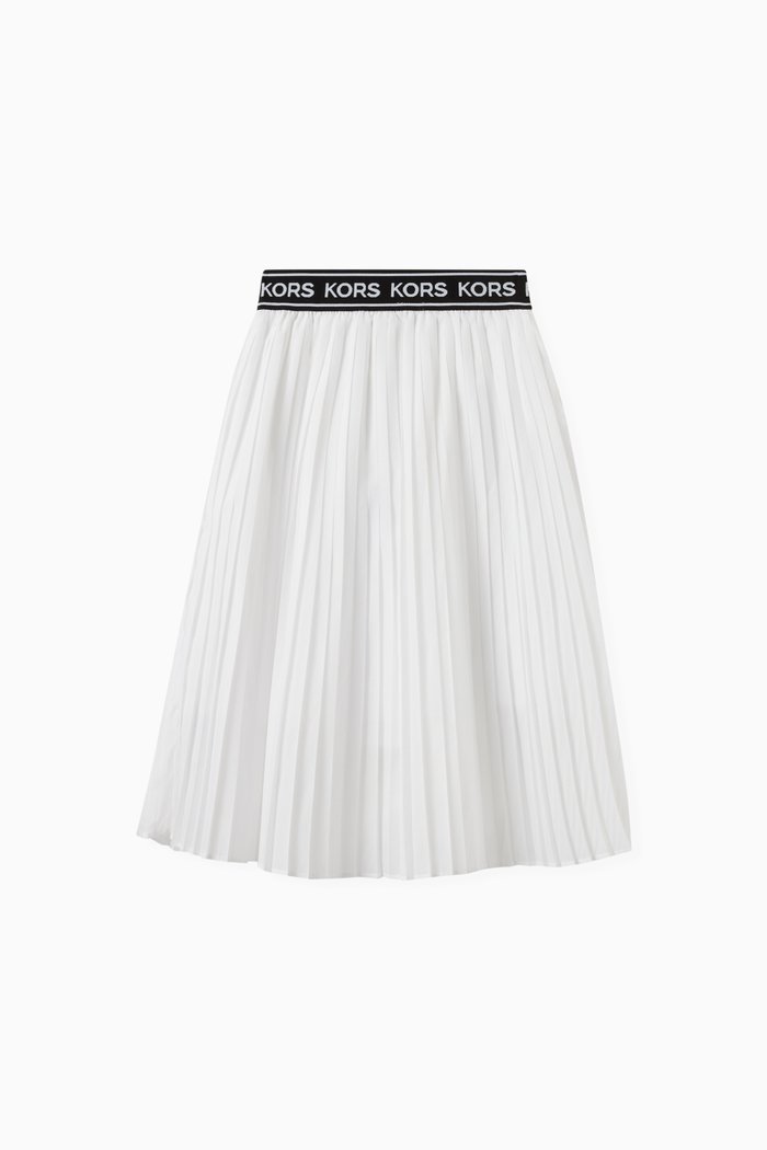 

Logo Tape Pleated Skirt in Polyester, White