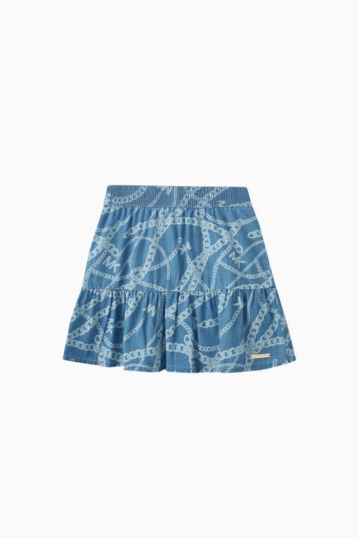 

Logo Denim Midi Skirt in Cotton, Blue