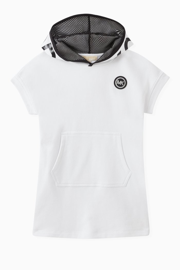 

Logo Hooded Dress in Cotton, White