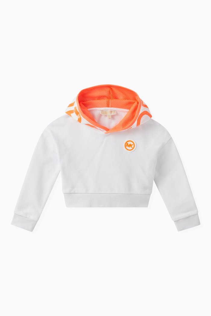 

Logo Cropped Hoodie in Cotton, White