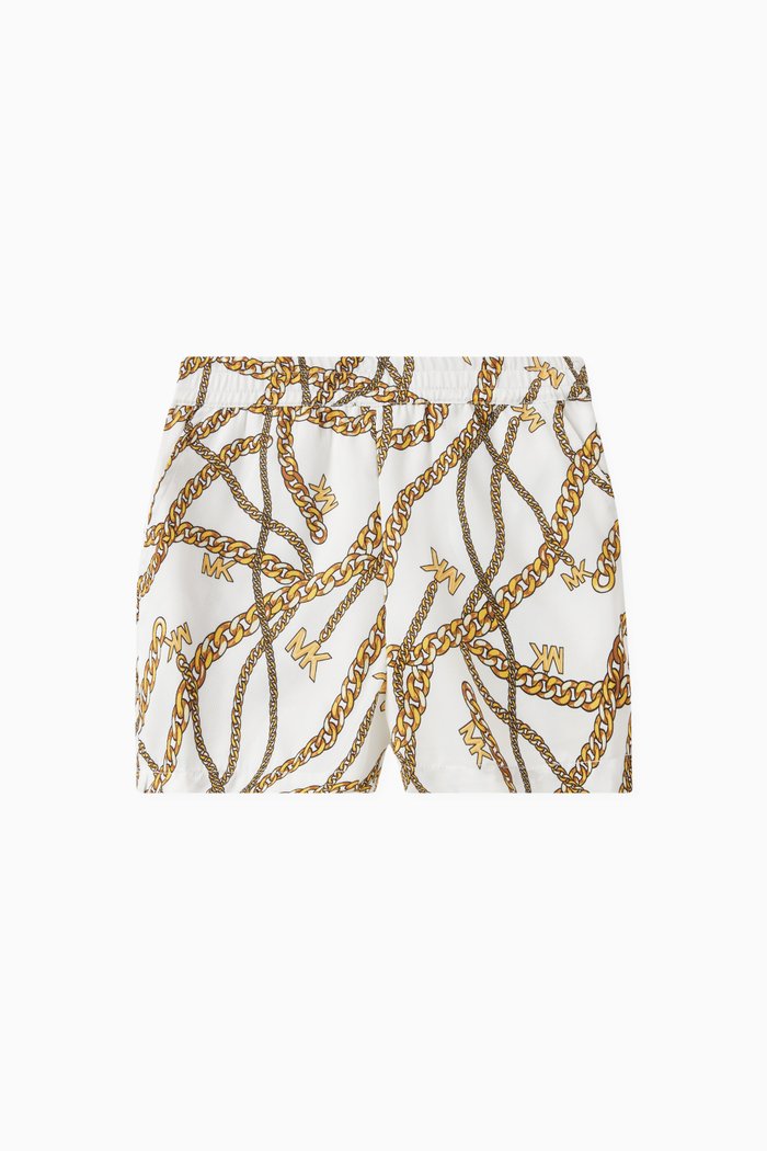 

Chain-print Shorts in Polyester, White