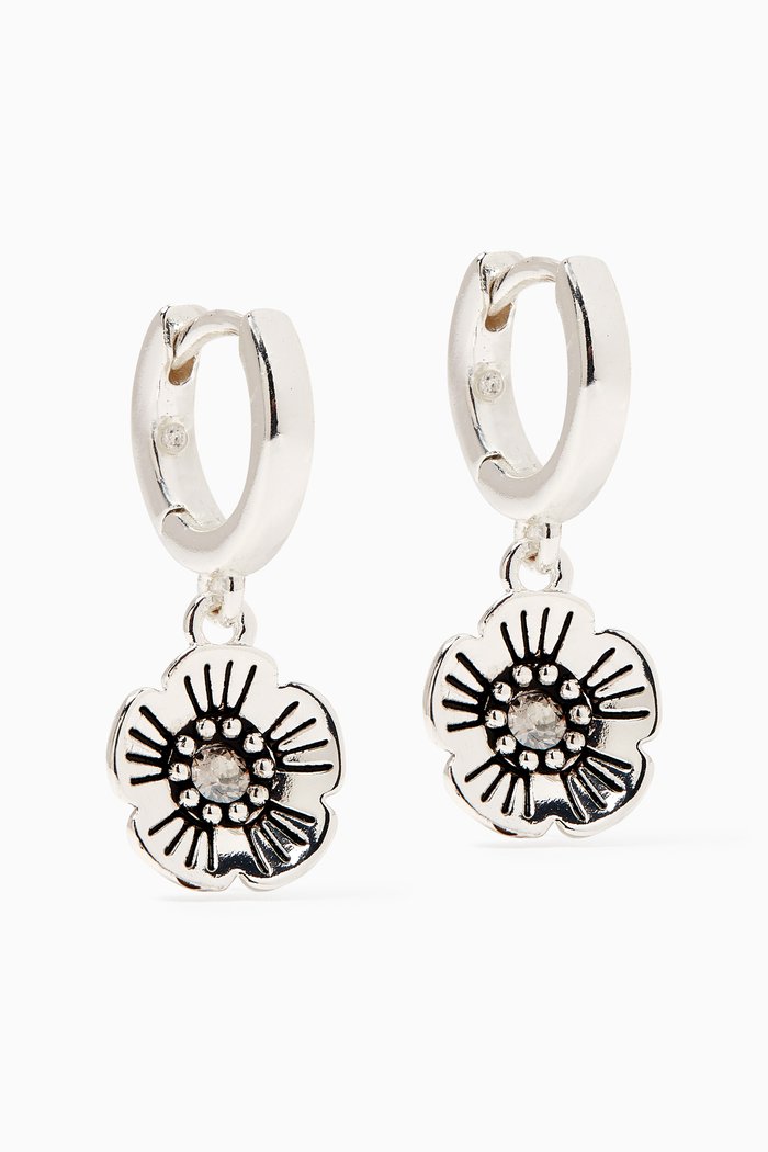 

Tearose Huggie Earrings in Metal, Silver