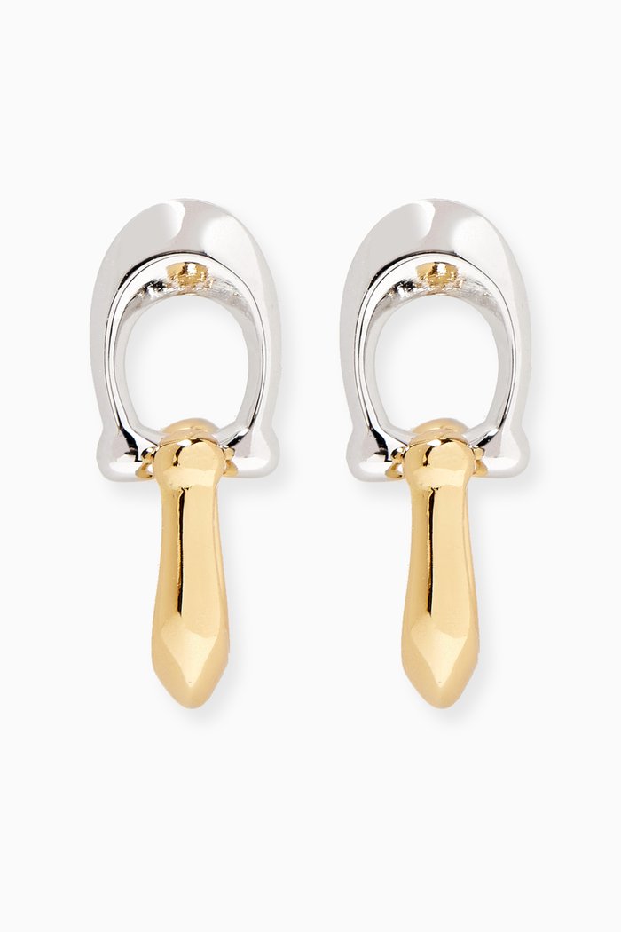 

Signature C Double Drop Stud Earrings in Metal, Multicolour