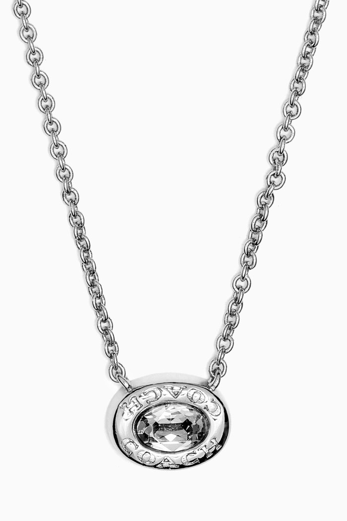 

Signature Logo Stone Pendant Necklace in Metal, Neutral
