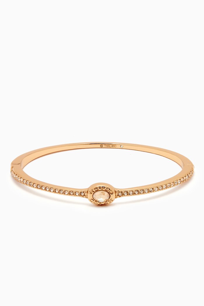 

Signature Logo Pave Hinged Bangle in Metal, Gold