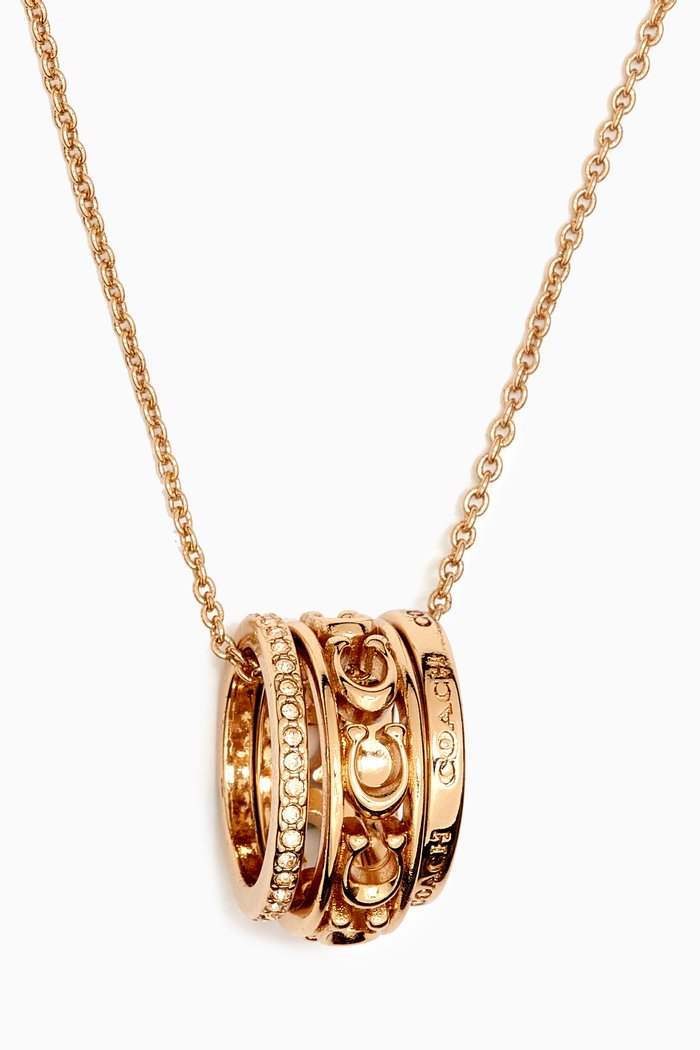 

Signature Open Work Short Pendant Necklace in Metal, Gold