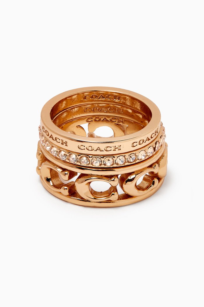 

Signature Open Work Ring, Set of 3, Gold