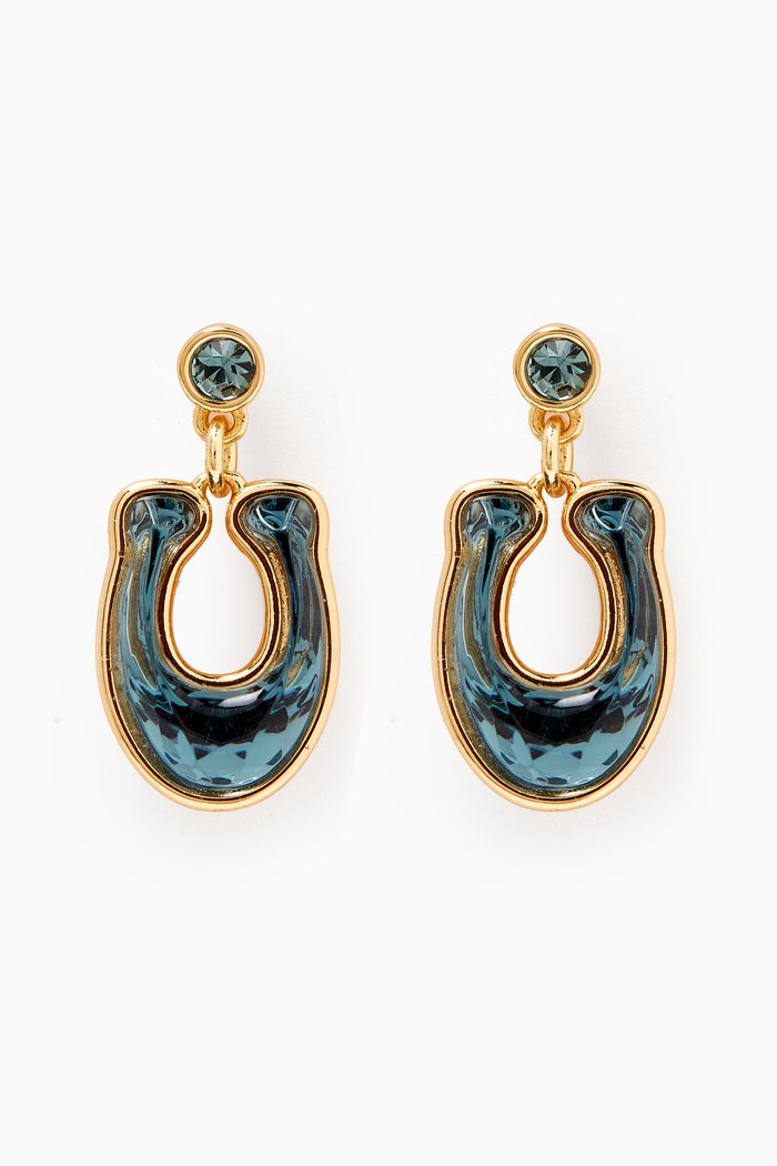 

Faceted C Stationed Small Drop Earrings in Metal, Multicolour