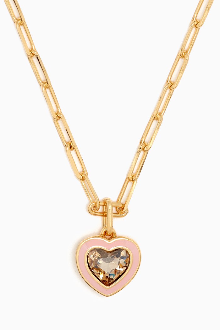 Enamel Border Heart Necklace in Metal, Multicolour