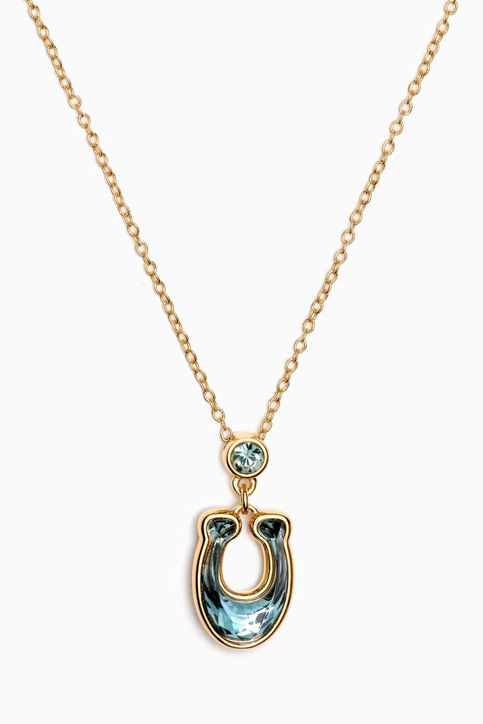 

Faceted C Stationed Short Pendant Necklace in Metal, Multicolour