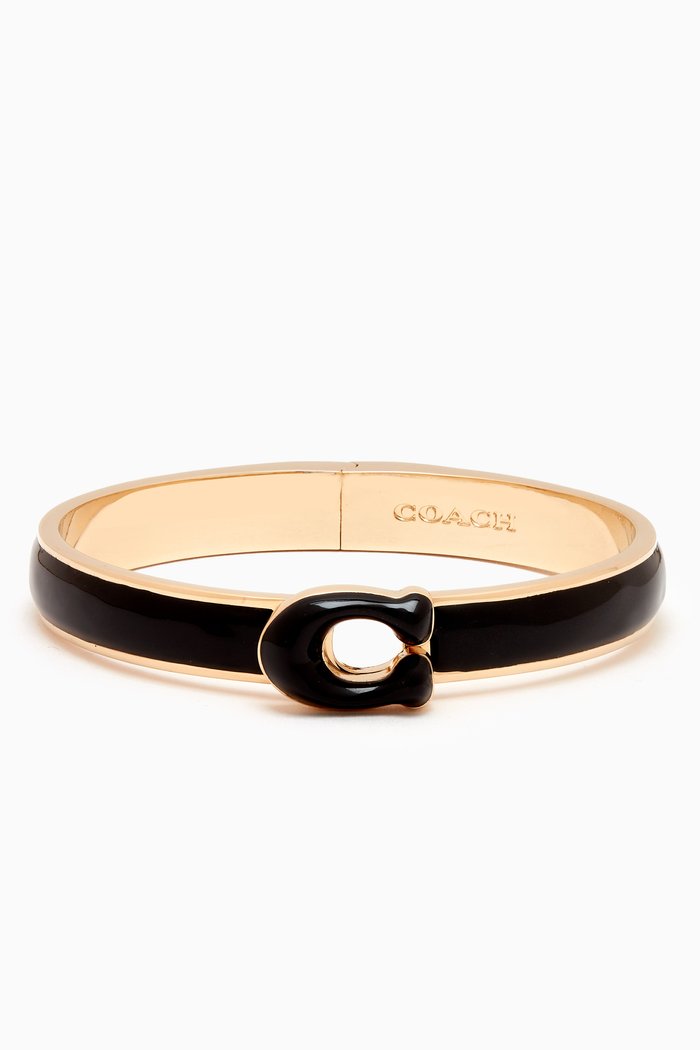 

C Logo Push Bangle in Metal, Multicolour