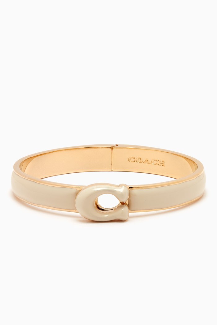 

C Logo Push Bangle in Metal, Multicolour