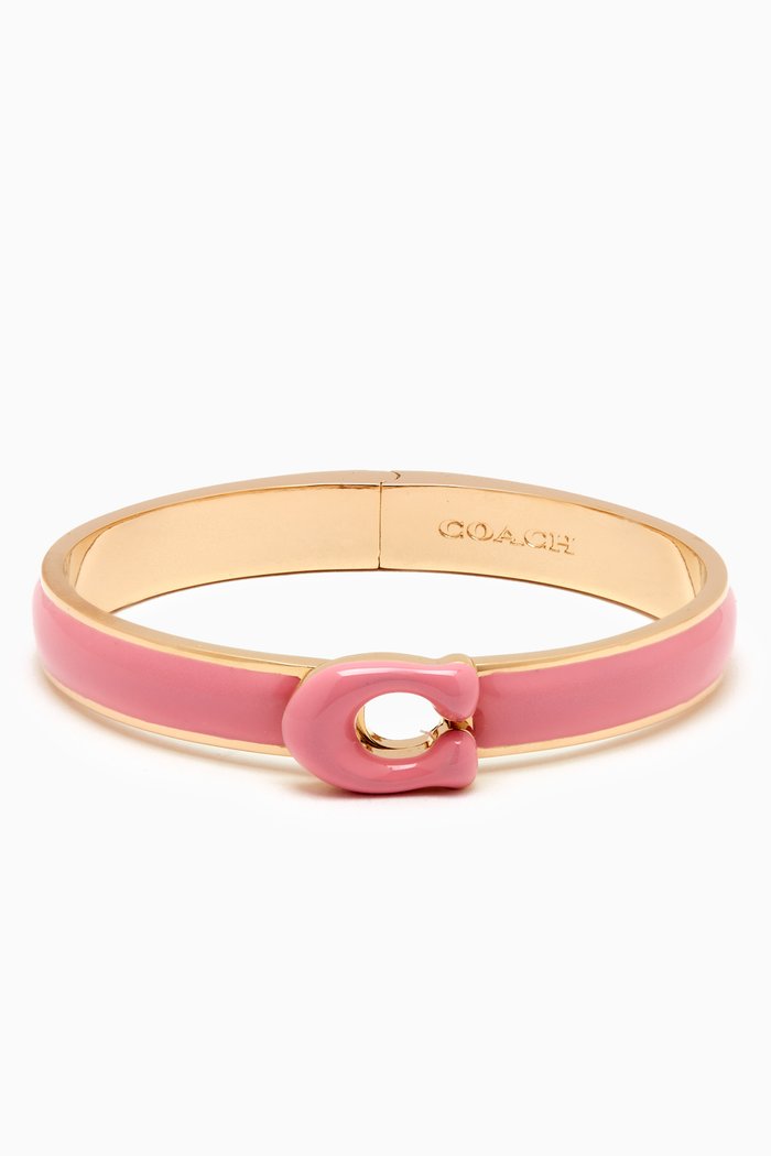 

C Logo Push Bangle in Metal, Multicolour