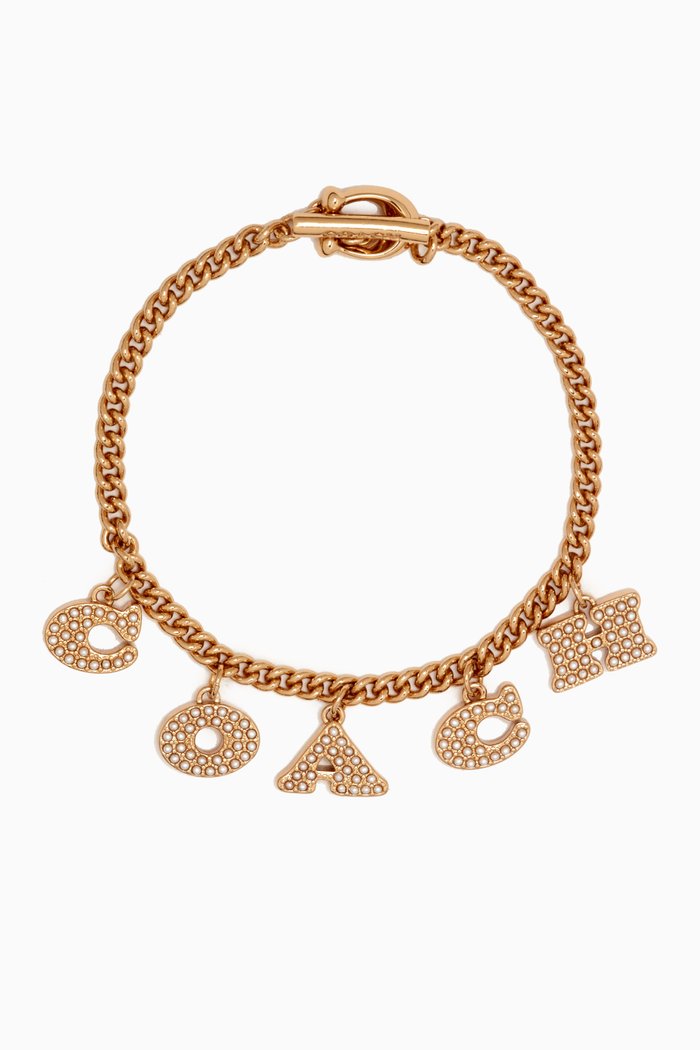 C Charm Pearl Coach Station Bracelet in Metal, Multicolour