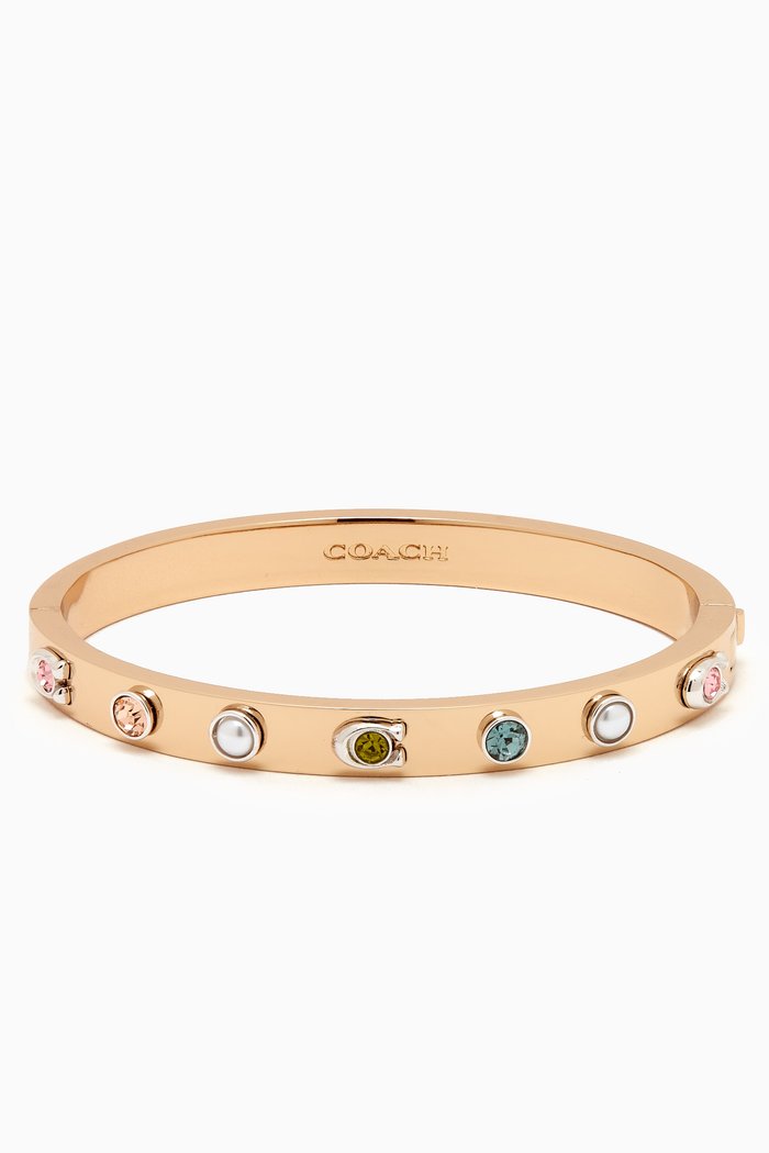 

Pegged Stone Hinge Bangle in Metal, Multicolour