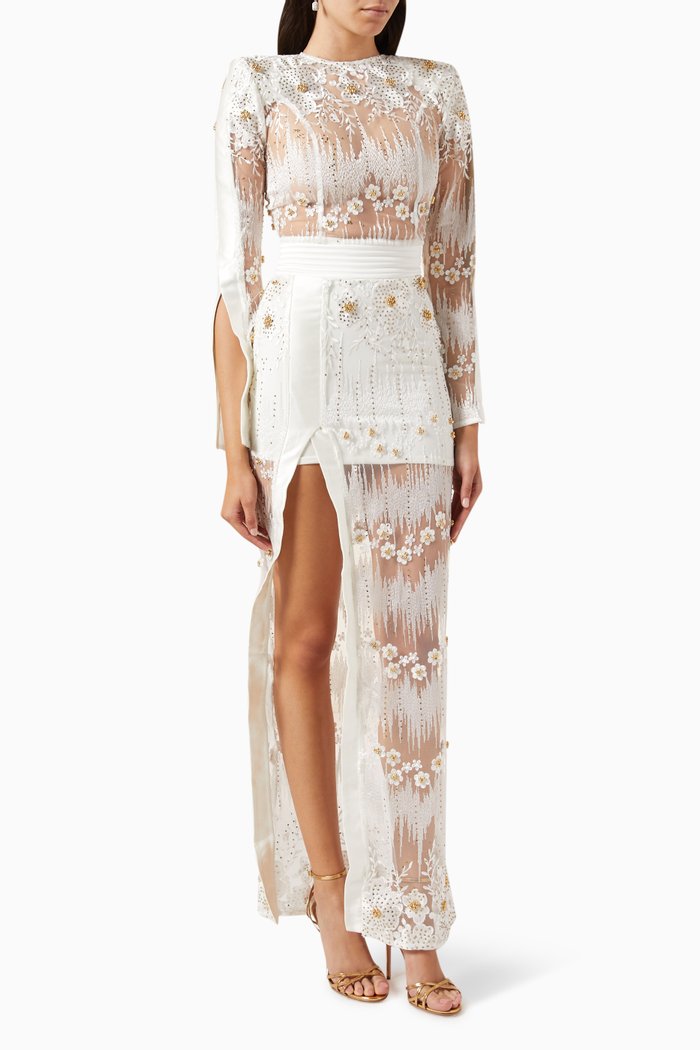 

L'artiste Gown in Mesh, White