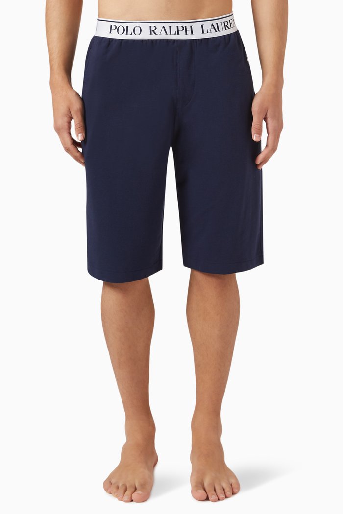 

Slim Sleep Shorts in Cotton Blend, Blue