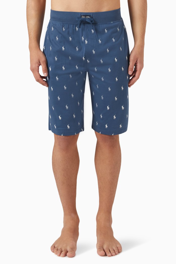 

Slim Sleep Shorts in Cotton, Blue