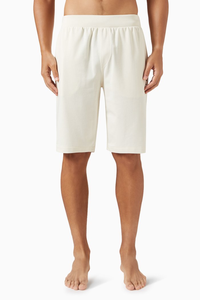 Logo Sleep Shorts in Cotton Jersey, Neutral
