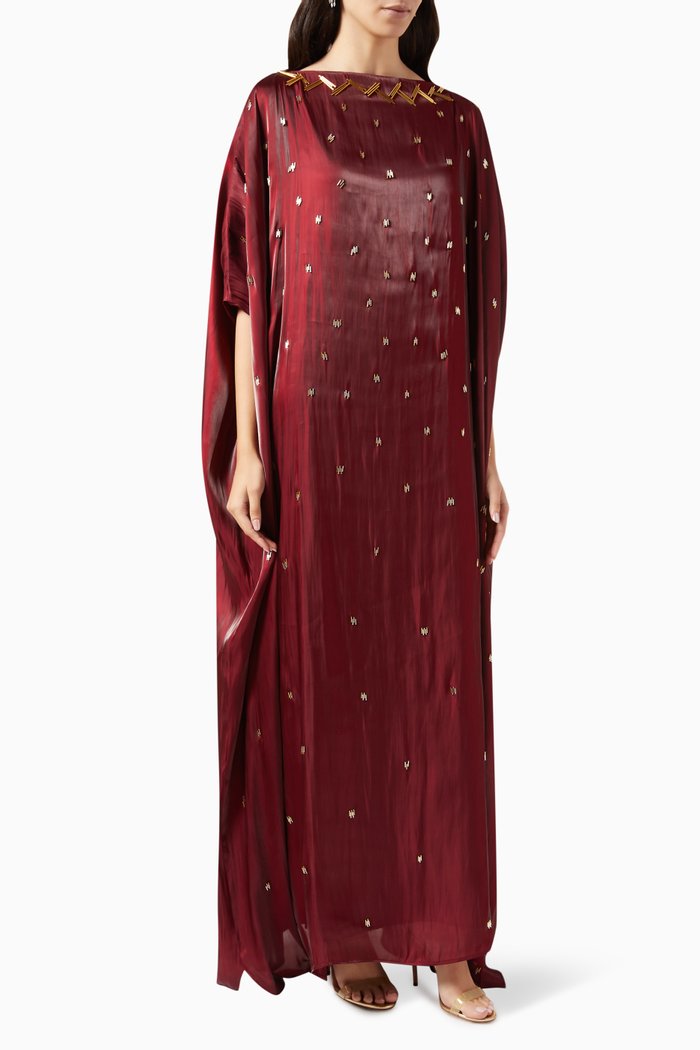

Embellished Maxi Dress in Silk, Red