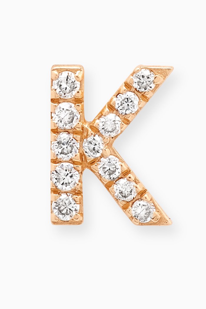 

K Letter Diamond Single Stud Earring in 18kt Gold, Neutral