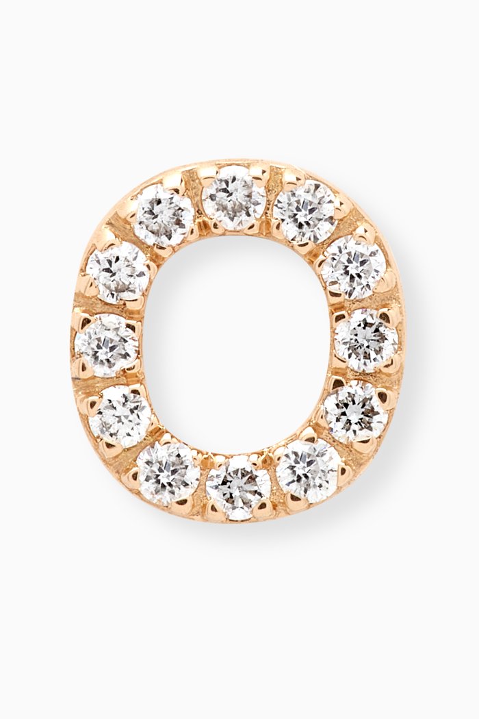 

O Letter Diamond Single Stud Earring in 18kt Gold, White