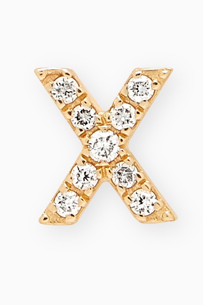 

X Letter Diamond Single Stud Earring in 18kt Gold, Neutral