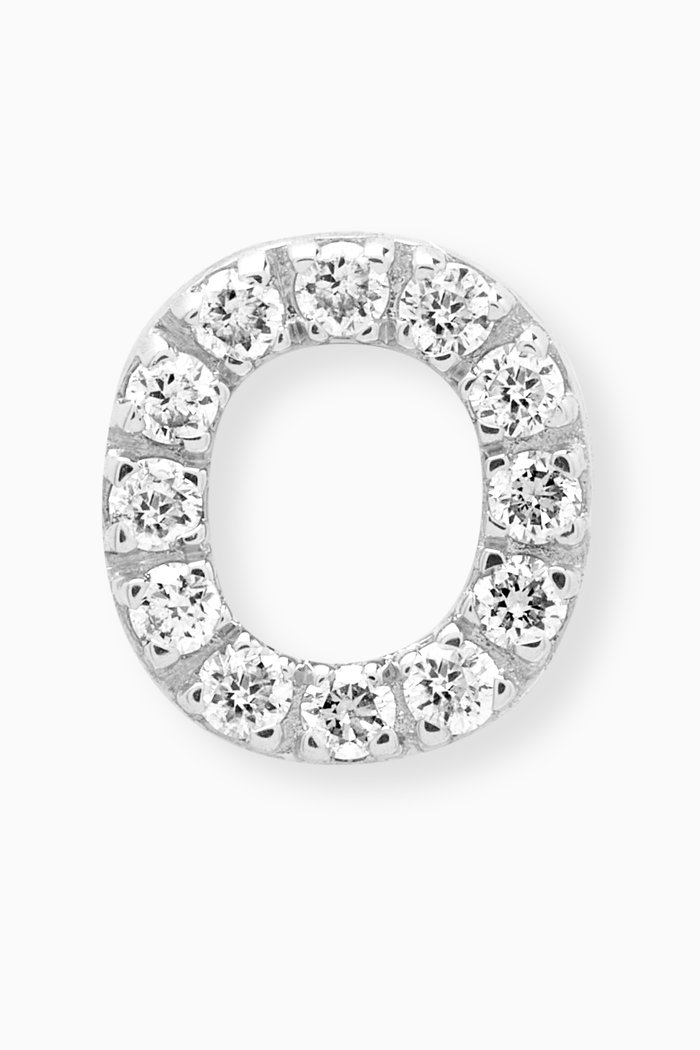 

O Letter Diamond Single Stud Earring in 18kt White Gold