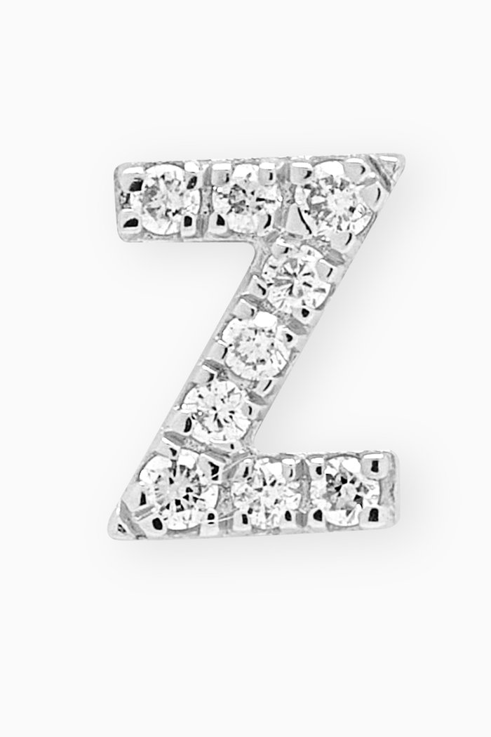 

Z Letter Diamond Single Stud Earring in 18kt White Gold