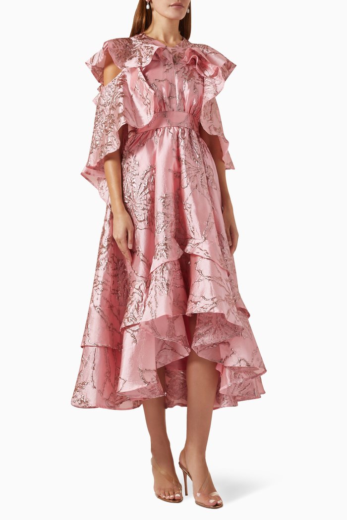 

Patterned Midi Dress in Jacquard, Pink