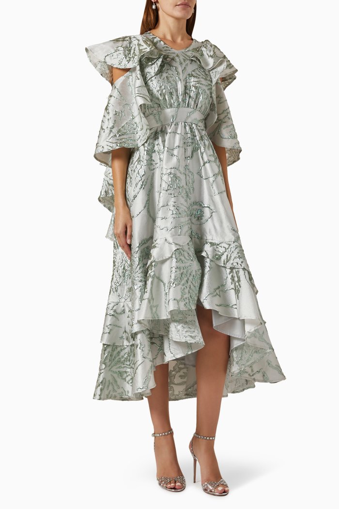 

Textured Midi Dress in Jacquard, Green