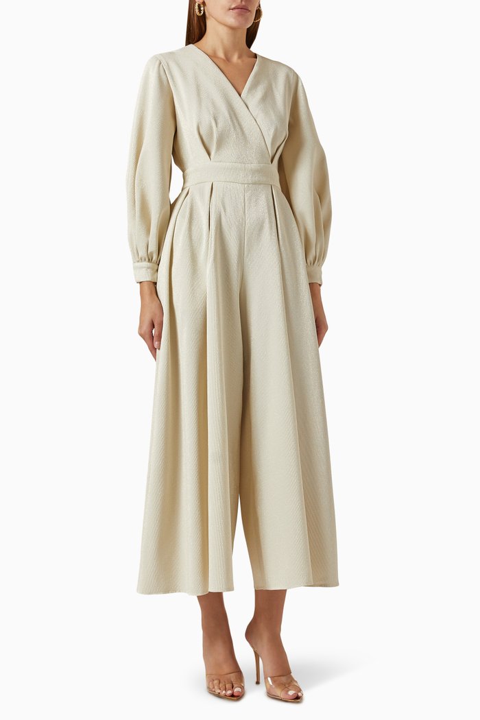 Cropped Wide-leg Jumpsuit, Neutral